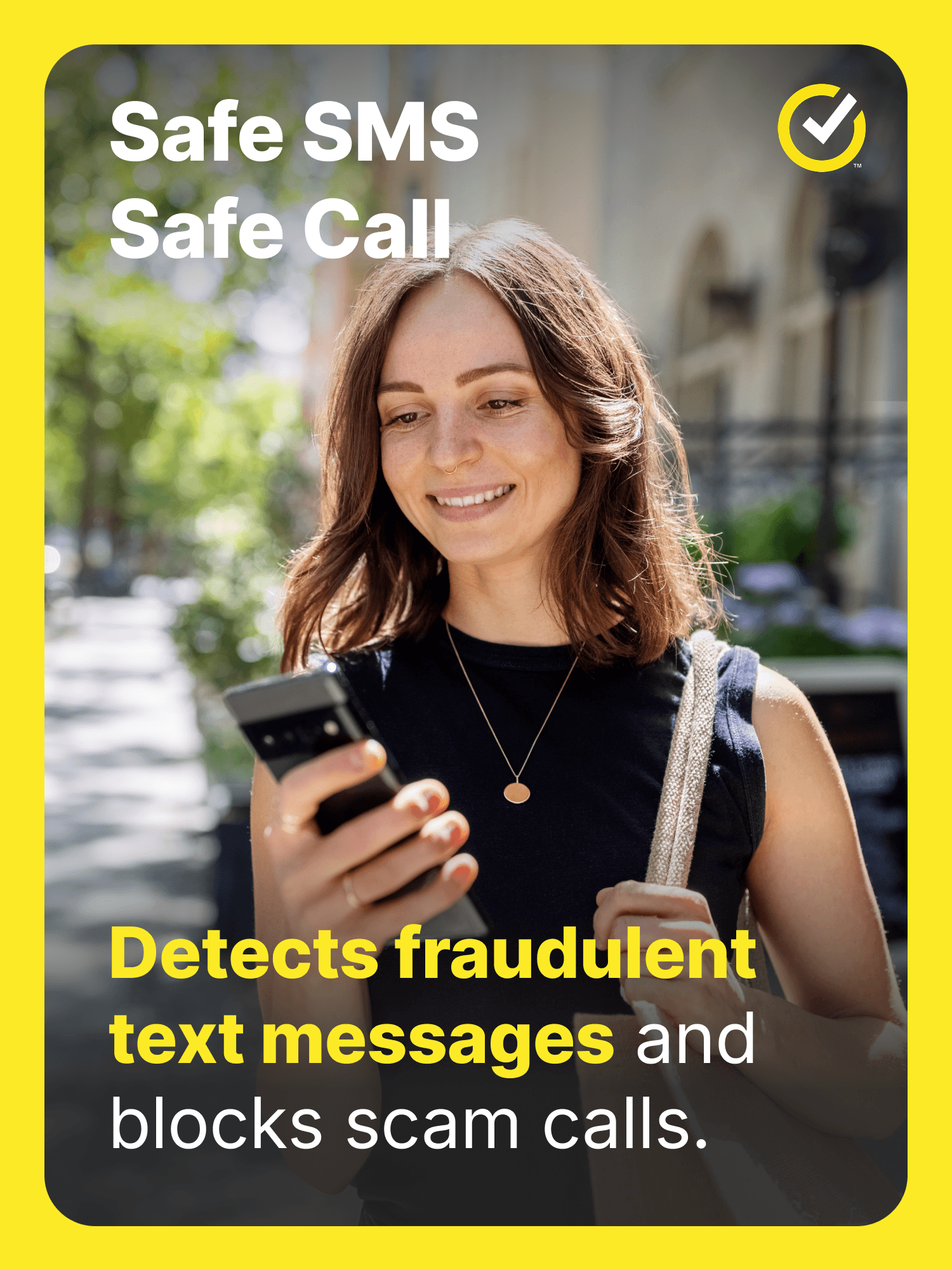 Norton Safe SMS and Safe Call detecting fraudulent text messages and scam calls