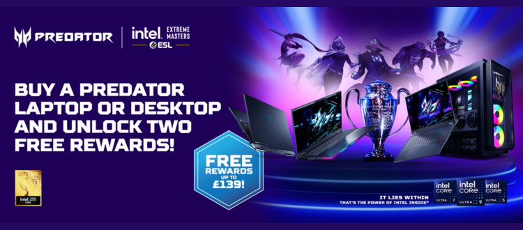Get 2 Free Gifts worth £139 with selected Acer Predator products.