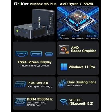 GMKTec NucBox M5 Plus AMD Ryzen 7 5825U 16GB RAM 1TB SSD Windows