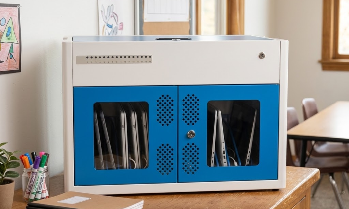 Secure 16-device USB-C charging cabinet for classrooms and offices