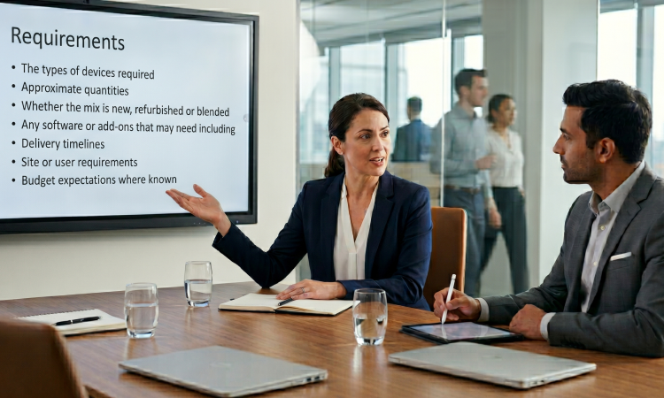 Business IT Leasing showing laptops and monitors