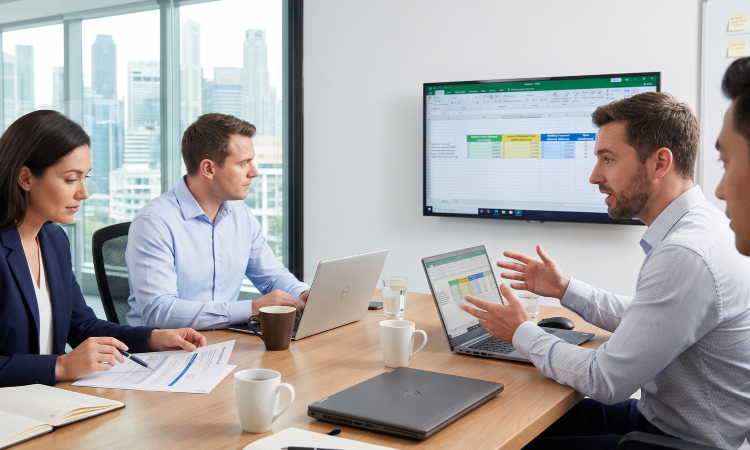 Office workers using leased business technology